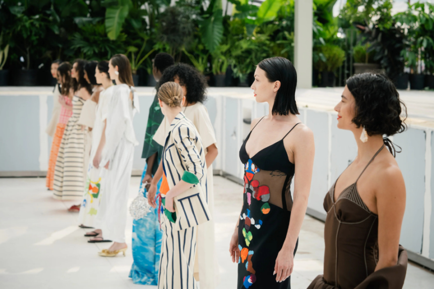 models standing in a line